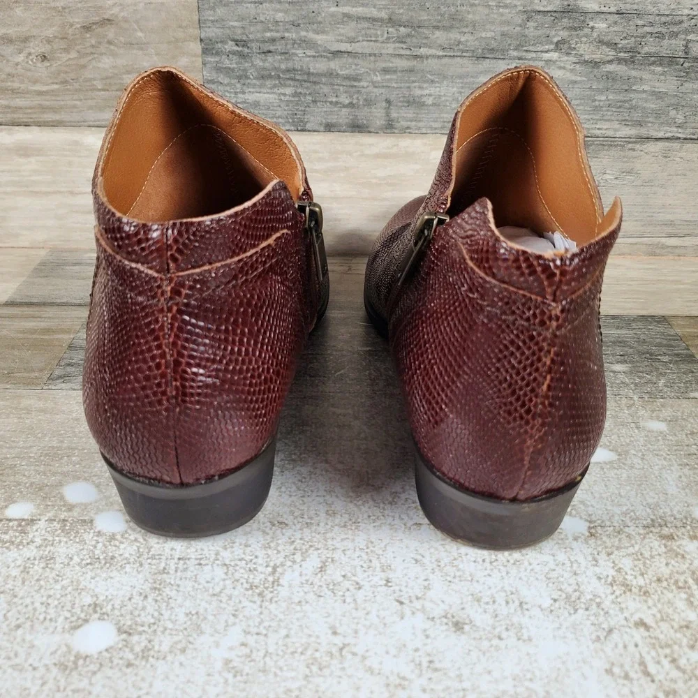 Lucky Brand Barlina Womens Bootie Sz 11 M Reishi Snake Print Side Zip Block Heel